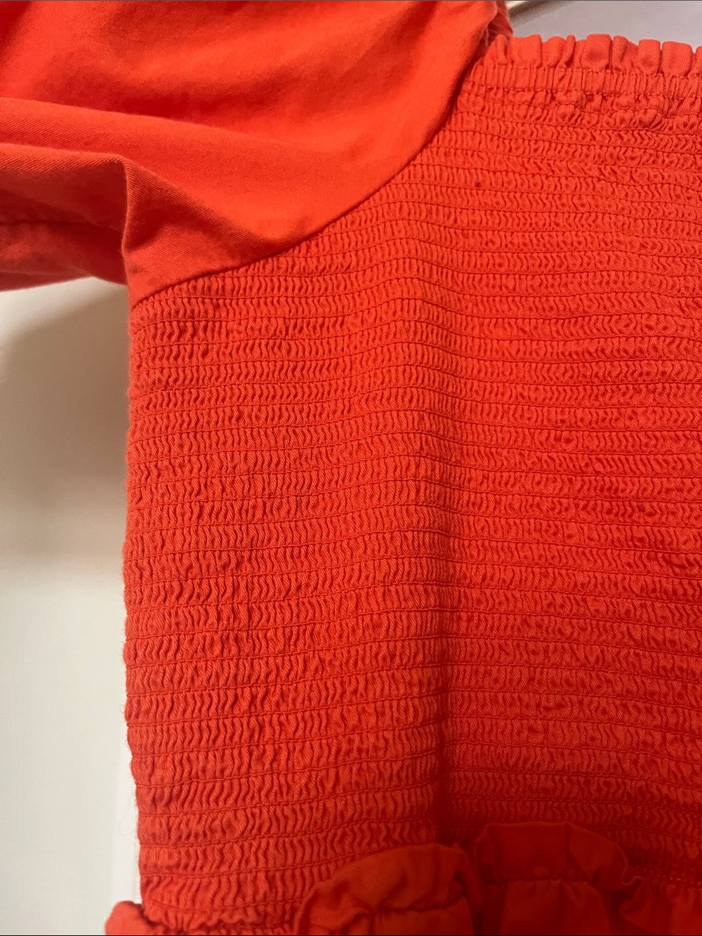 XXL Free Assembly Women’s Orange smocked bodice Midi Puff Sleeve Dress - Picture 5 of 5